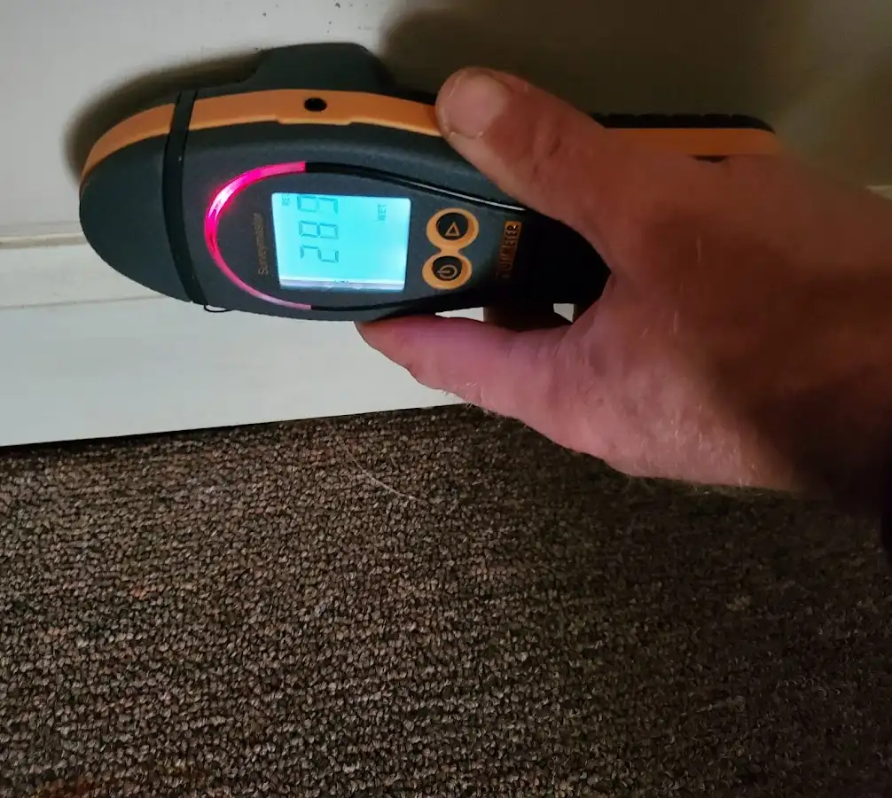 Moisture detection at baseboard during Mold Inspection & Testing in West Miami